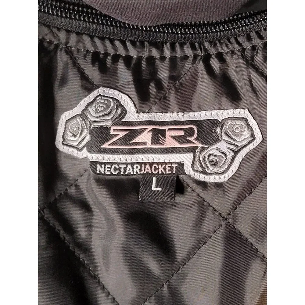 Z1R Nectar Womens LG Black White Leather Motorcycle Jacket Removable Pads Liner - Picture 2 of 14
